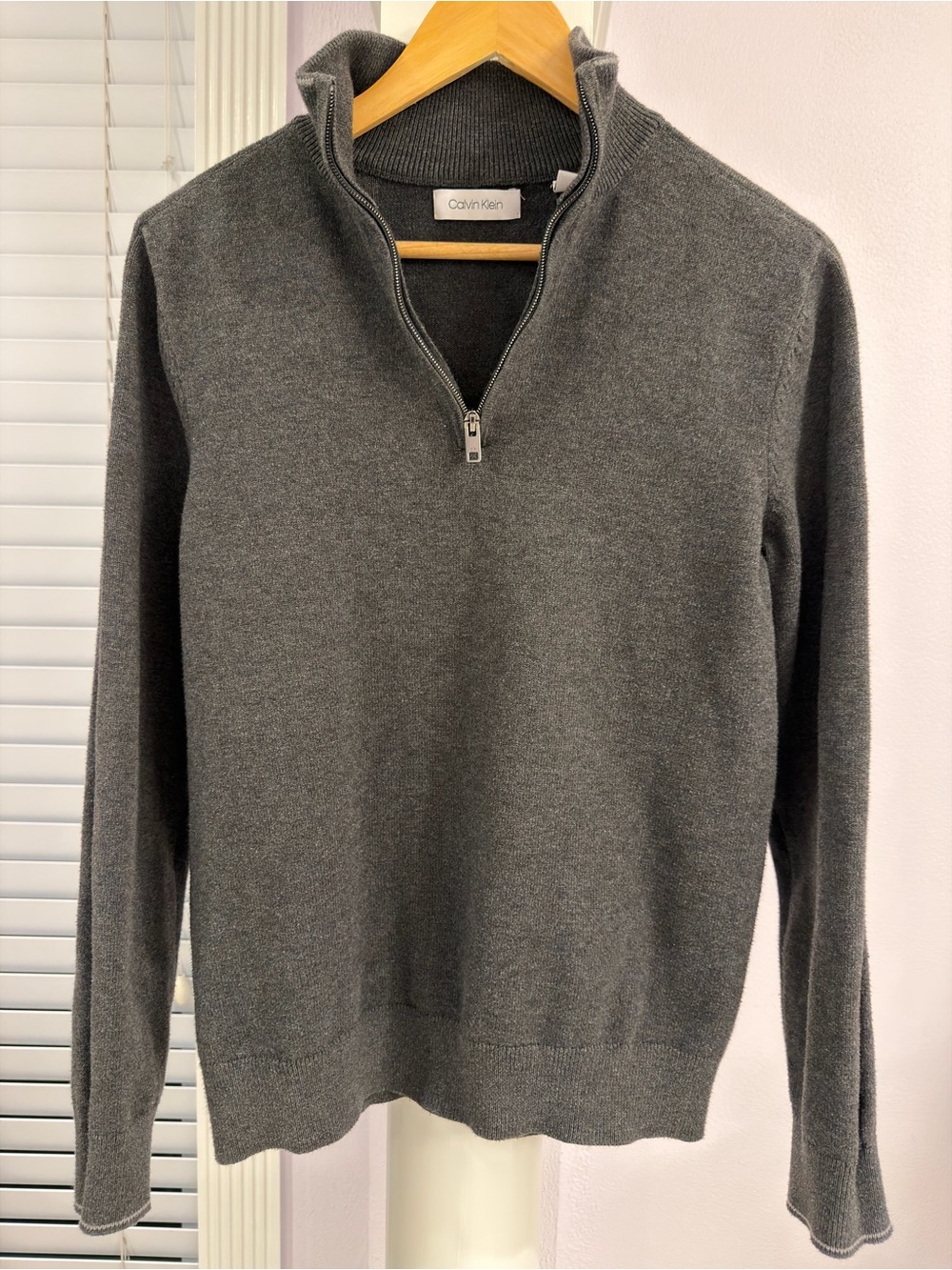 Calvin Klein Men’s Charcoal Zip Mock-Neck Sweater